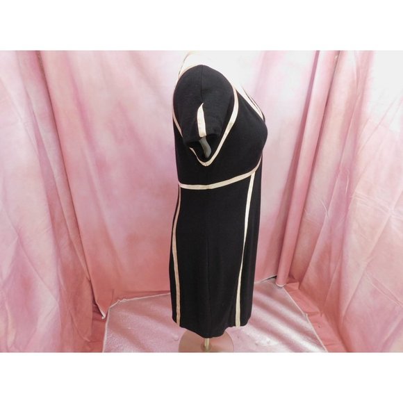 Anthropologie Dress Women's 10 Black Cream Yoanna Baraschi Sheath Ponte - Picture 6 of 10